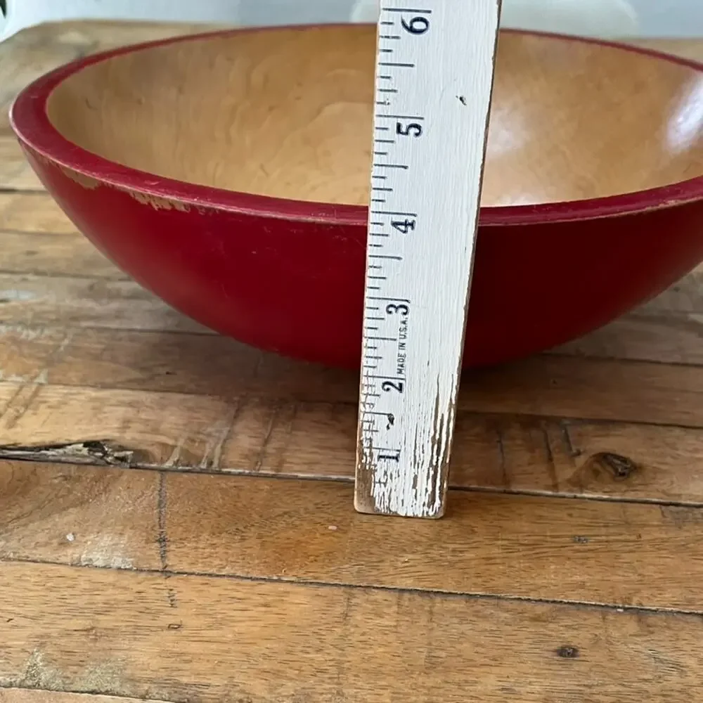 Vintage Primitive Handcrafted Wooden Bowl 11